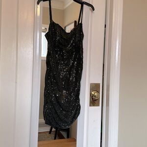 Urban Oufitters beaded sparkle mini stretch dress with side ruching. EUC.